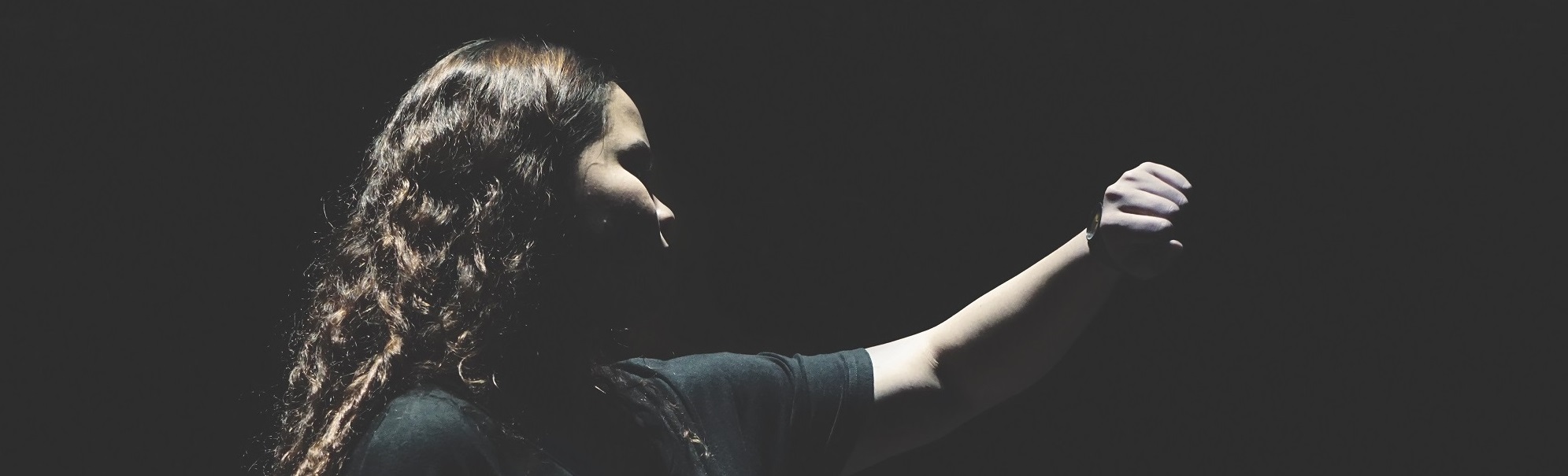 Woman has her Period in a dark room