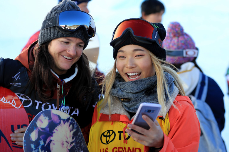 Chloe Kim and Kelly Clark Smiling On The Slopes In 2017