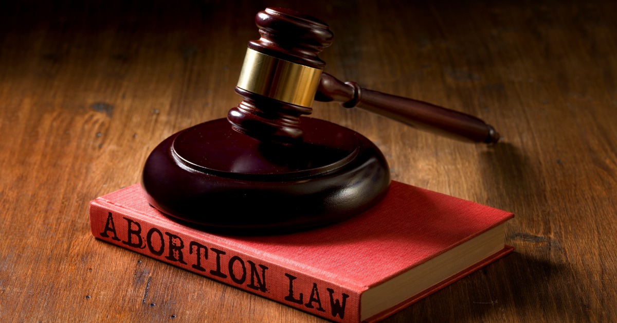 gavel on book titled abortion law